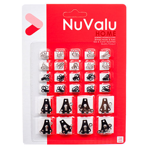 NUVALU SEWING HOOK & EYES ASST 28 PC (SKU #14100)