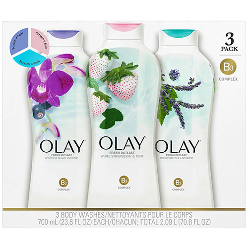 OLAY BODY WASH 23.6oz 3PK ASST.PACK (SKU #10078)