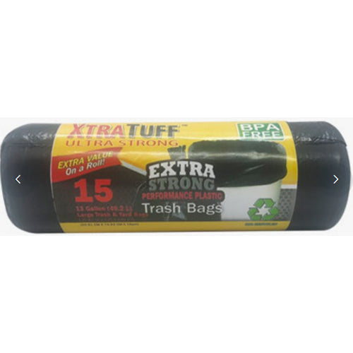 XTRATUFF ROLL TRASH BAGS 13GAL 15CT (SKU #10978)