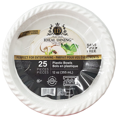 IDEAL DINING PLASTIC BOWL 12oz 25CT (SKU #11800)