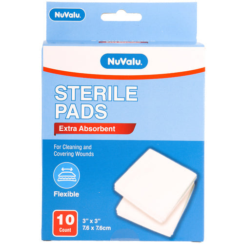 NUVALU GAUZE PADS 3IN X 3IN 10PC STERILE (SKU #40032)