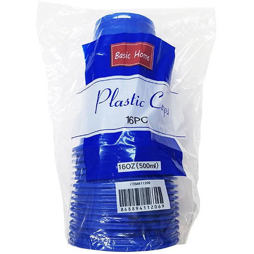 PLASTIC CUPS-16oz/BLUE 16CT (SKU #12002)