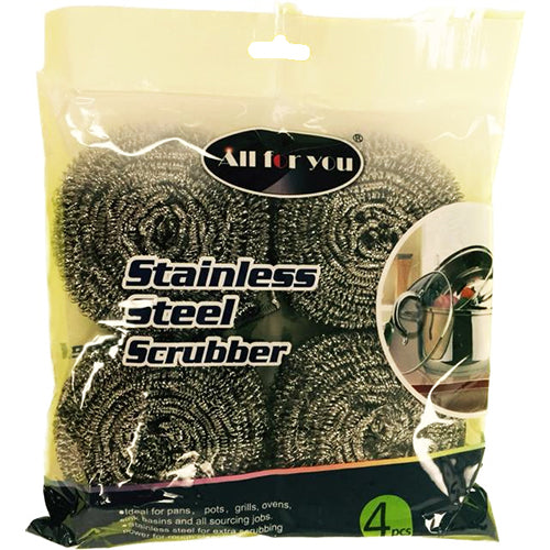 AFY FLAT STAINLESS SCRUBBER 30g 4CT (SKU #12234)