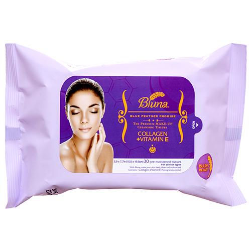 BLUNA MAKE-UP CLEANSING TISSUE COLLAGEN+VIT E 30CT