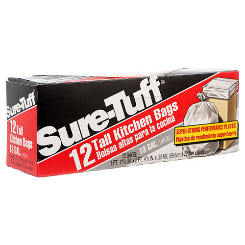 SURE TUFF TRASH BAGS-12CT/13GAL.WHITE (SKU #10259)