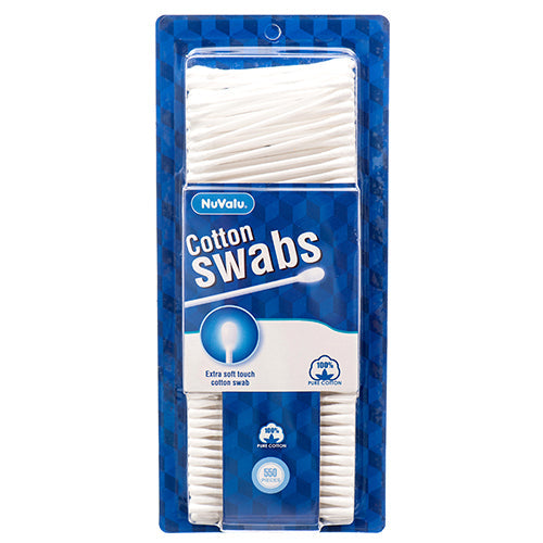 NUVALU COTTON SWAB 550CT PLASTIC STICK (SKU #12028)