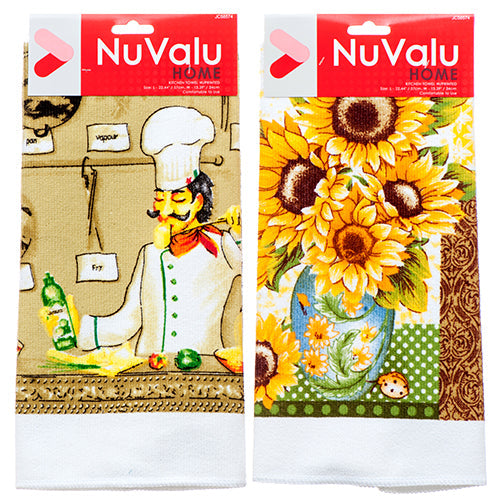 NUVALU KITCHEN TOWEL W/PRINTED 3 ASST DESIGN (SKU #14045)