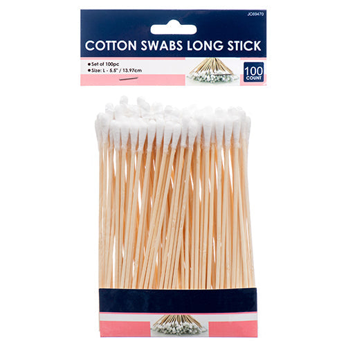 NUVALU COTTON SWABS LONG STICK 5.5" 100PC (SKU #14039)