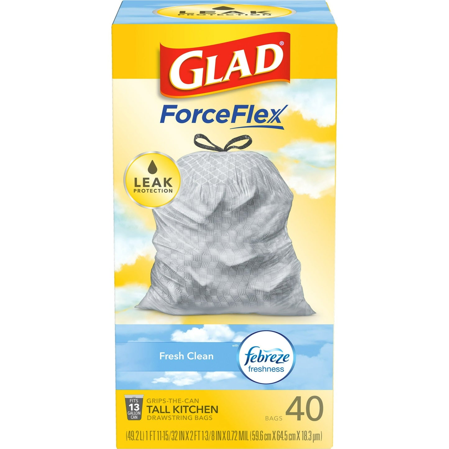 GLAD TALL KITCHEN DRAWSTRING FRESH CLEAN 13g 40CT (SKU #17663)