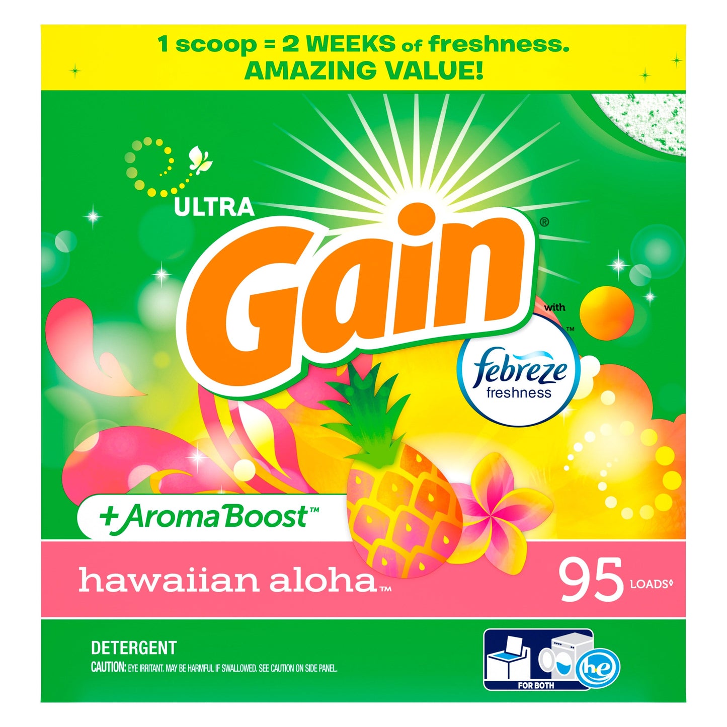 GAIN POWDER DETERGENT 150oz HAWAIIAN ALOHA HE (SKU #17613)