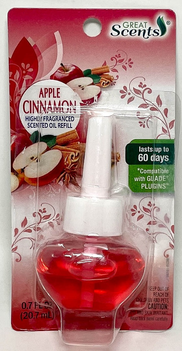 GREAT SCENTS #92527 SCENTED OIL REFIL-0.7oz/APPLE CINNAMON (SKU #12557)