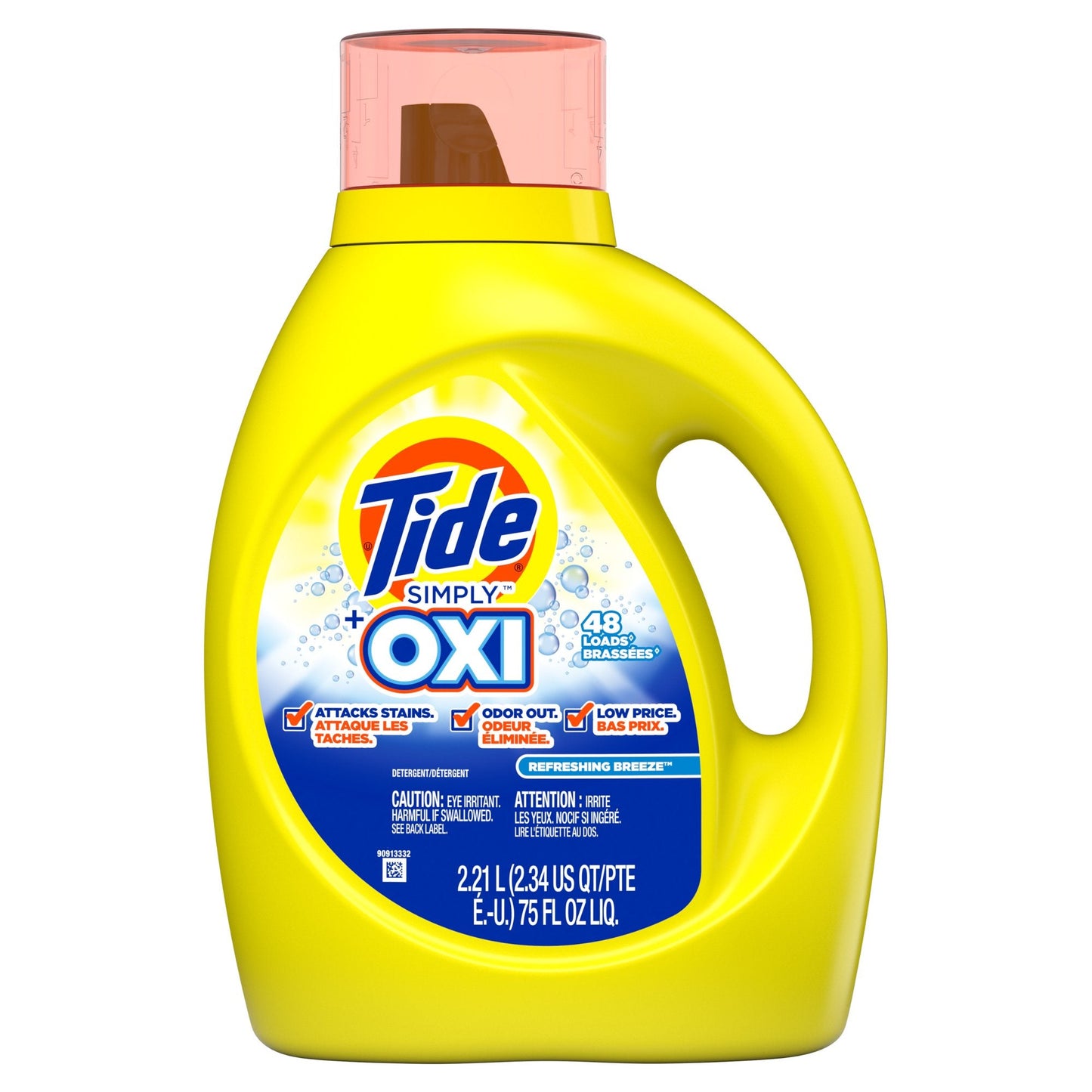 TIDE LIQ DETERGENT 75oz SIMPLY OXI YELLOW (SKU #19655)